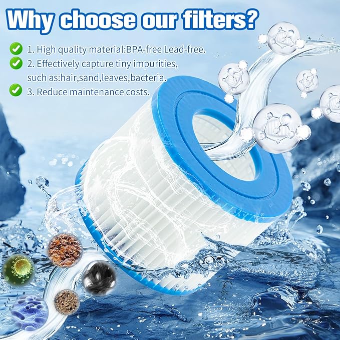Type VI spa Filter and hot tub Filter Replacement Cartridge for Inflatable hot tub Filters,Filters Cartridge for Swimming Pool (16 Pcs)