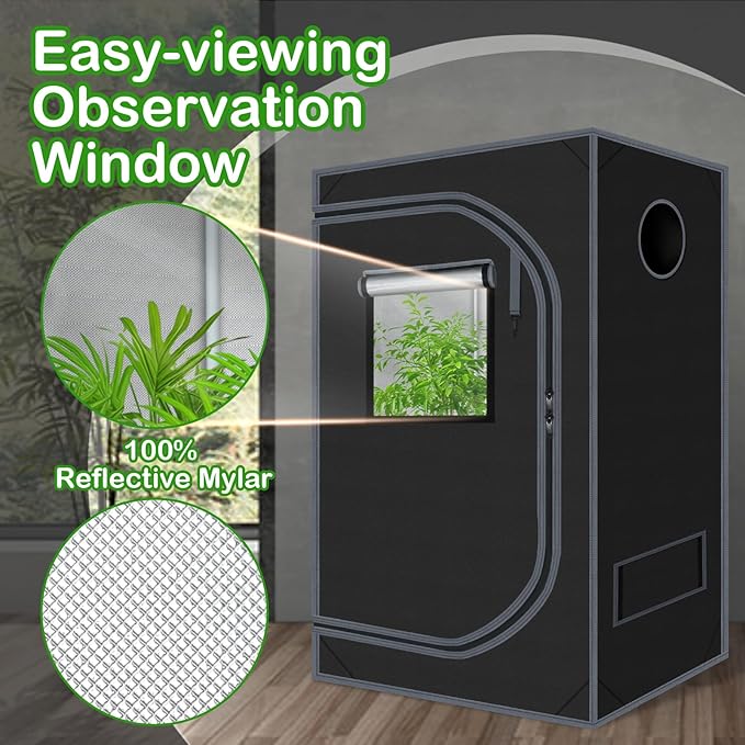 Grow Tent 24"x36"x60" Growing Tents for Indoor Plant 600D Mylar Hydroponic High Reflective Grow Tent for Plant Fruit Flower Veg Growing