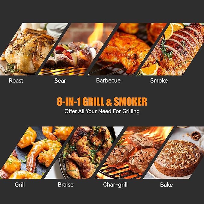 Z GRILLS Wood Pellet Smoker Grill, 8 in 1 BBQ Grill with Auto Temperature Control, 697 sq in Cooking Area for Backyard, Patio and Outdoor Cooking, 7002E, Sliver