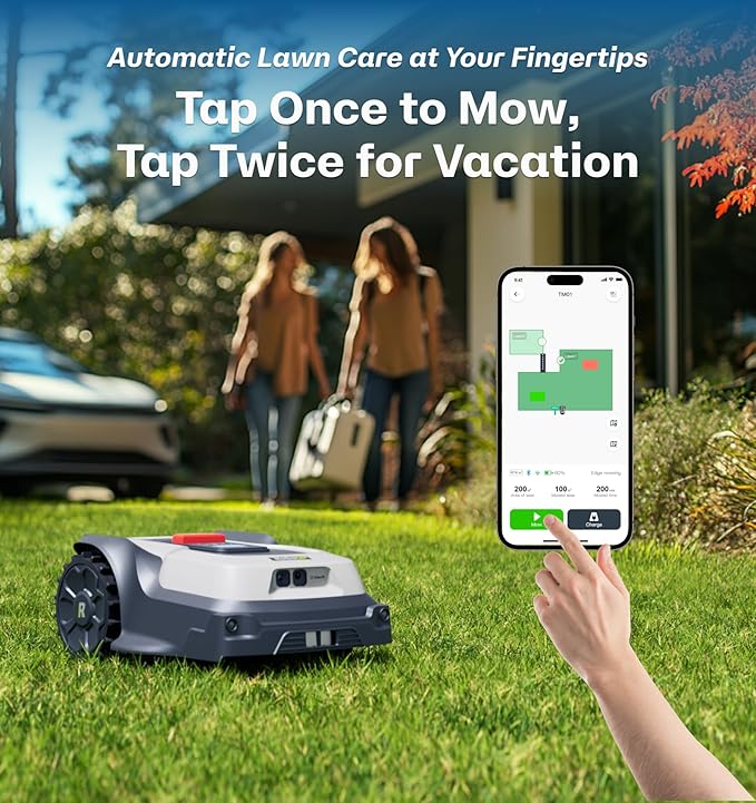 T1200Pro Robot Lawn Mower Wire Free, RTK+Vision Ride-on Edge Mapping Mowing for 0.35 Acre Yard, AI Obstacle Avoidance, APP Multi-Zone Management, Automatic Robotic Lawnmower Handle 20° Slope