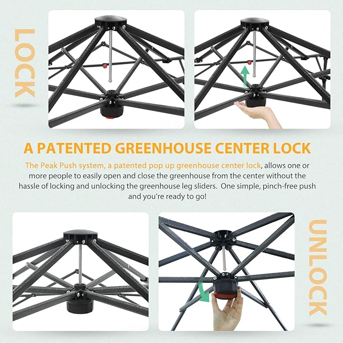 EAGLE PEAK 6.6x6.6 ft Hexagon Pop up Greenhouse, Portable Walk-in Grow Tent for Seed Starting, Garden Plants, Indoor Outdoor Green House, All-Weather Plant Shelter, PE Cover, Green/Clear