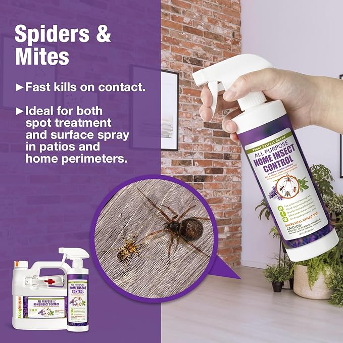 EcoVenger by EcoRaider All Purpose Insect Control 16 oz, Fleas, Fruit Flies, Gnats, Moths, Roaches, Spiders, Fast Kill, Lasting Prevention, Kill Eggs, Plant Extract Based & Non-Toxic, Child & Pet Safe