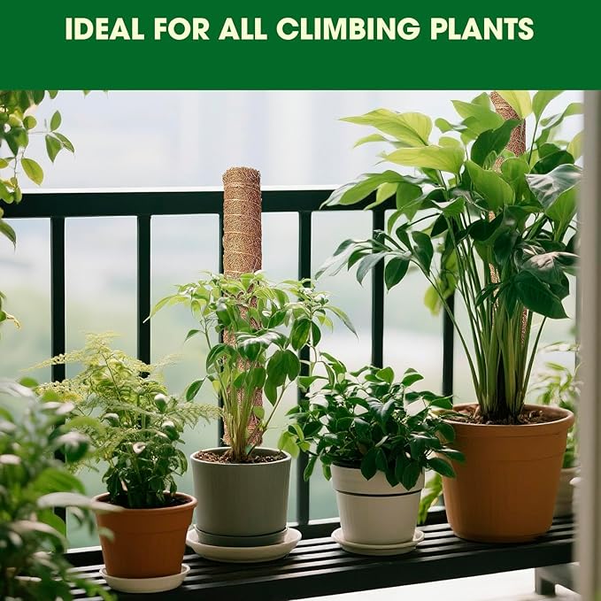 Moss Pole, 2 Pack 21 Inch Monstera Plant Support for Climbing Plants, 36 Inch Tall Stackable Plant Stakes for Indoor Plants Coco Coir Moss Pole Sticks Support for Potted Pothos, Philodendron