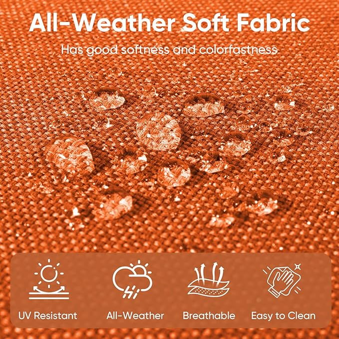 Outdoor Chair Cushions 3 Packs - Outside High Back Thick Water-Resistant Cushion 22x24 with Zipper Cover for Patio Glider Rocking Chairs Loveseat Couch – Orange/Buckle