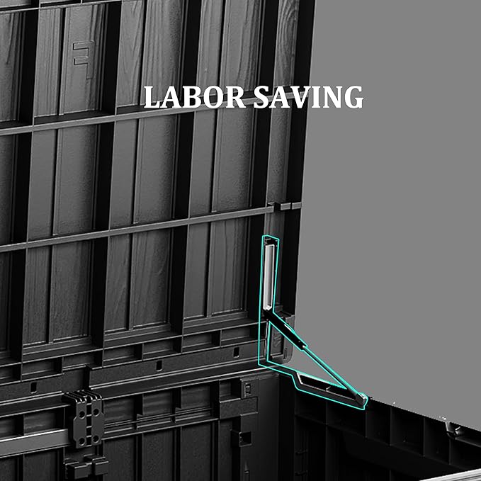 100GAL Black Wicker - Textured Outdoor Deck Box with Lock - Waterproof, SGS - Approved UV Resistance, Stylish Storage Solution for Patio Furniture and Outdoor Toys, Quick Assembly