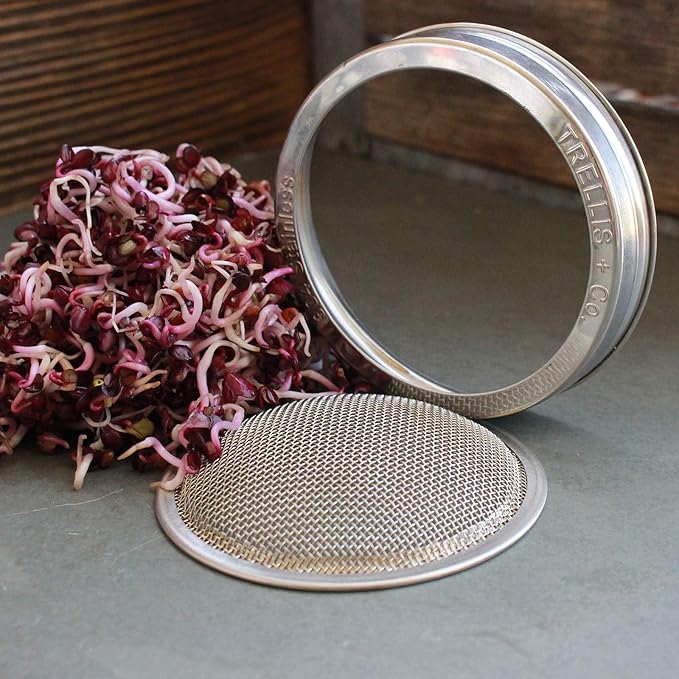 | Stainless Steel Sprouting Kit, 2 Pack & Sprouting Stands | Rust Proof 316 Stainless, Curved Mesh, Fits Most Wide Mouth Mason Jars | Grow Your Own Organic Sprouts From Seeds, Sprouter