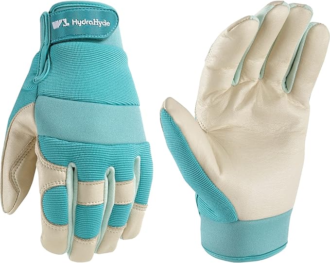 Wells Lamont Women's Hybrid Work/Gardening Gloves | Water-Resistant HydraHyde Leather | Small (3204S), Aqua
