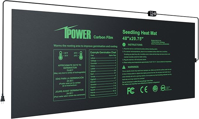 iPower 48"x20.75" Seedling Heat Mat with Built-in Temperature Controller, MET Certified Waterproof Plant Heating Pad, for Germination, Breeding, Brewing