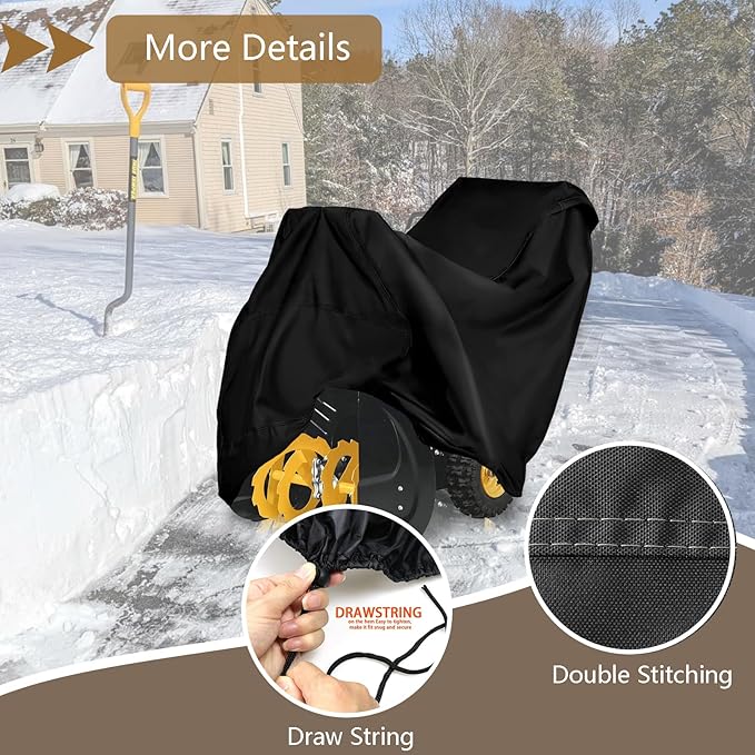 FLYMEI Outdoors Snow Blower Cover-600D Heavy Duty Polyester, Waterproof, UV Protection, Universal Size for Most Electric Two Stage Snow Blowers 47" L x 31" W x 37" H