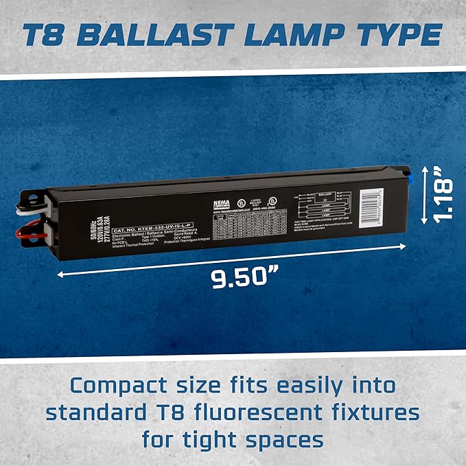 OHLECTRIC Replacement for Keystone KTEB-332-UV-IS-L-P 3 Lamp T8 Electronic Fluorescent Ballast with Low Light Output | 120-277V Input with Instant Start Operation | 0.78 Ballast Factor, UL-Approved