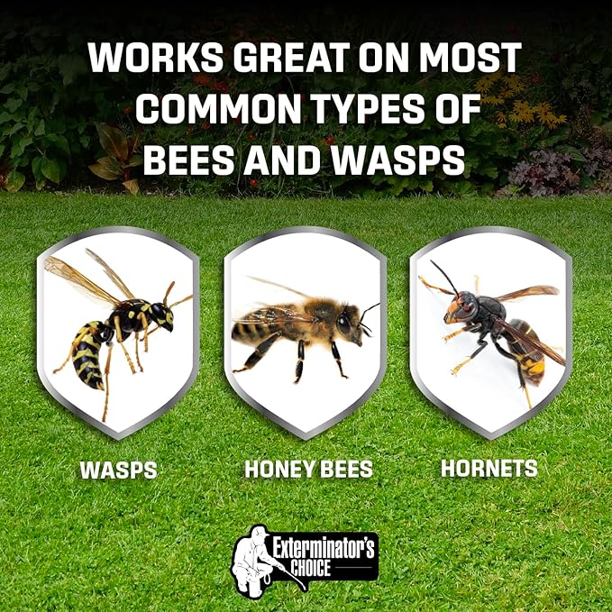 Exterminators Choice Bee Spray & Wasp Control - 32 Oz Aerosol - Natural Essential Oil Formula, Helps Keep Bees & Wasps Away in Patio, Garden & Yard, Safe for Kids & Pets