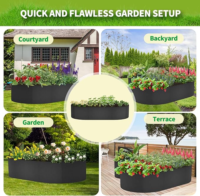 2 Pack Fabric Raised Garden Bed 6FTx3FTx1FT Plant Grow Bags Large Oval Garden Grow Bags Breathable Fabric Garden Bed Gardening Planting Container for Vegetables Potatoes Flowers Tomato,4 Grids+2 Grids