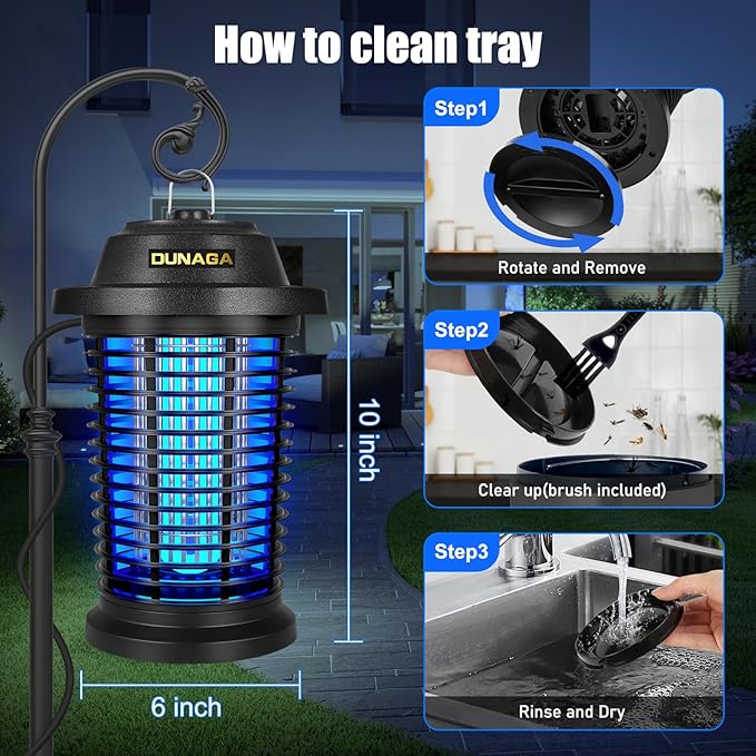 Bug Zapper, Mosquito Zapper Outdoor Indoor, Electric Fly Zapper, Fly Traps, 15W Light & 4200V Grid Fly Killer for Home, Backyard, Patio