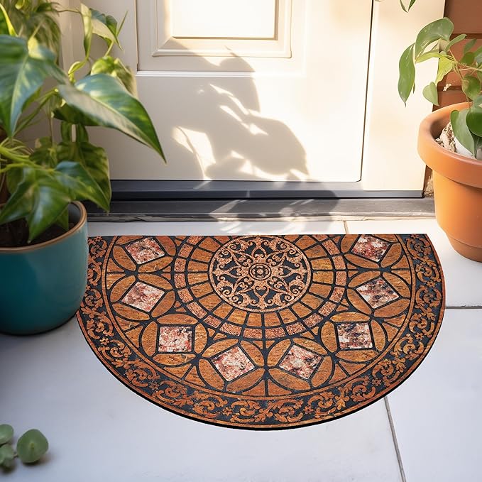 CHICHIC Entrance Door Mat Large 24 x 36 Inch Entry Way Doormat Front Door Rugs Outdoors Heavy Duty Welcome Mat Non Slip Rubber Back Low Profile for Garage, Patio, High Traffic Area, Orange