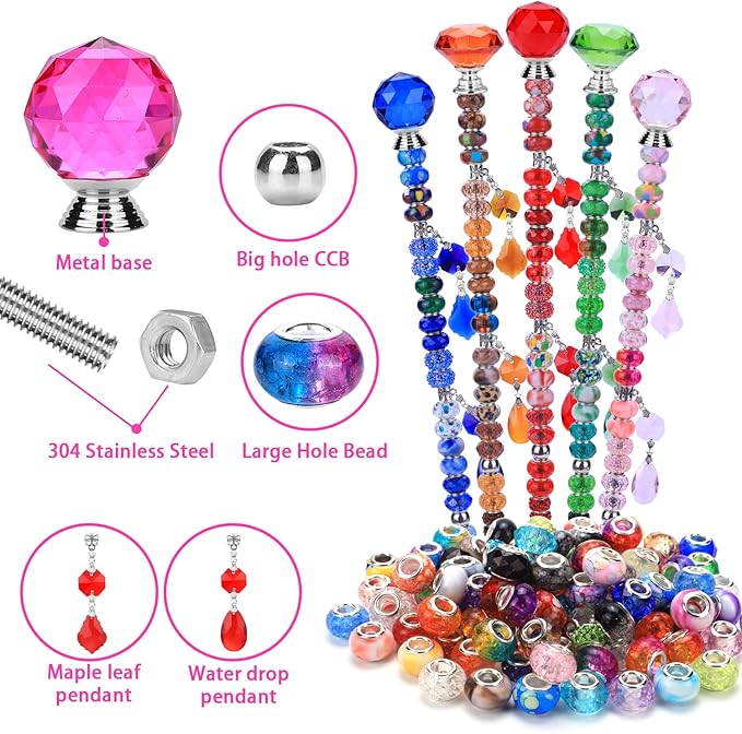 VICTLOV Crystal Suncatcher Making Kit, 273 Pieces with Beads, Snowflakes, Butterflies, Glass Balls for Garden Decoration, DIY Outdoor Hanging Ornaments (453Pcs Diamond+Ball+Pendant D)