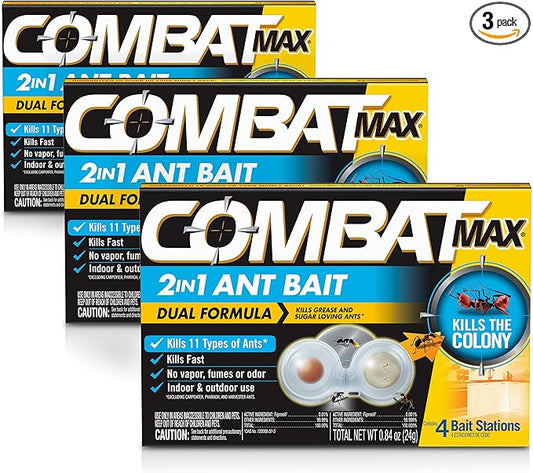 Combat Max 2 in 1 Ant Bait Station, 4 Count (Pack of 3)