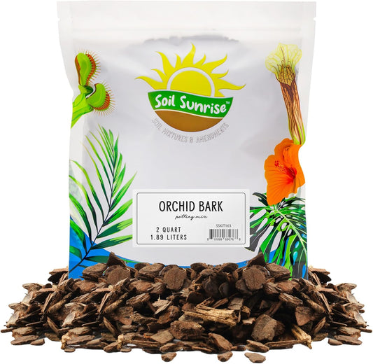 100% Organic Orchid Potting Bark (2 Quarts), All-Natural USA-Sourced Pine Bark Orchid Mix Additive