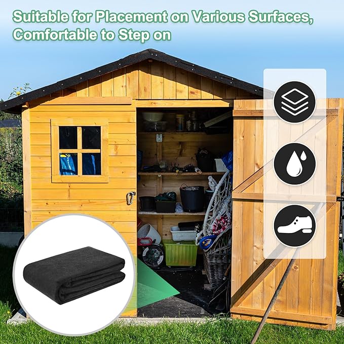 Outdoor Storage Shed Mat, 8x8 FT Waterproof Small Shed Flooring Mat for Patio Furniture Floor Protecting from Wear/Liquid/Dust/Oil, Non-Slip Carport Pad [Grey]