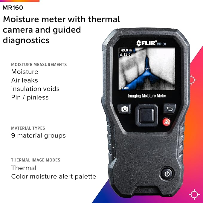 FLIR MR160 - Thermal Imaging Moisture Meter - with IGM (Infrared Guided Measurement), Pin and Pinless
