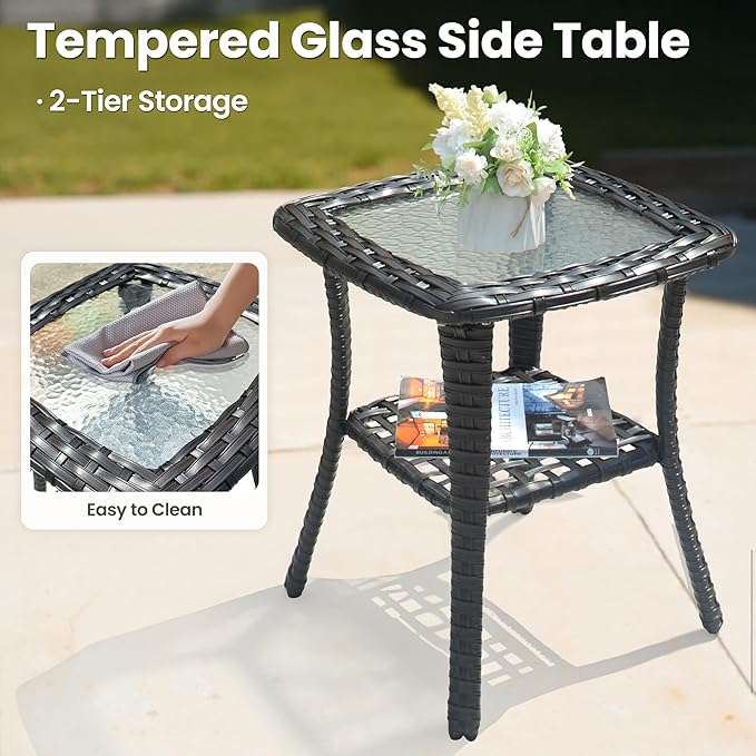 ovios 6 Pieces Patio Furniture Set, Outdoor Wicker Sofa Couch with Swivel Chairs Ottomans Comfy Cushions, All Weather High Back Modern Conversation Sets, Brown Rattan, Orange Red