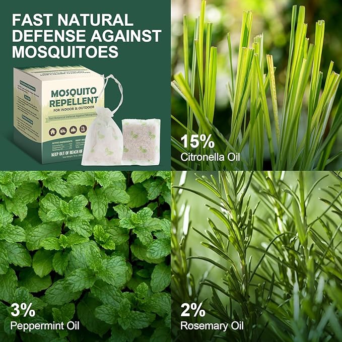 Mosquito Repellent for Patio, 12 Pcs Mosquito Repellent Pouches, Mosquito Deterrent Indoor Outdoor, Mosquito Control, Keep Mosquitoes Away from Home Patio Camping,