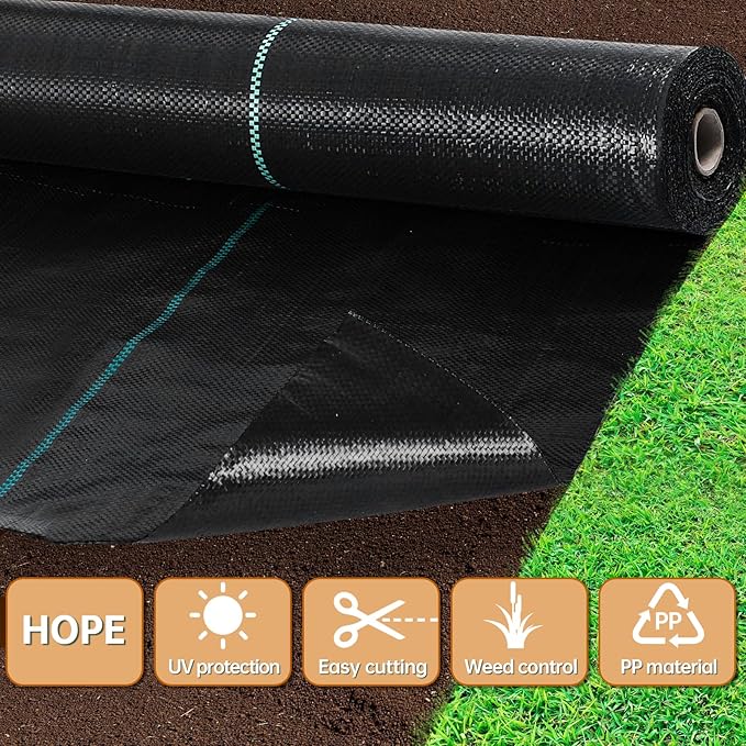 ZXMOTO Weed Barrier 6FT x 100FT Heavy Duty Weed Barrier Landscape Fabric with 20 U-Shaped Pins,3.2oz Weed Block Gardening Mat Weed Control Cloth