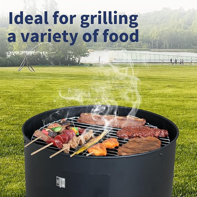 16 inch Vertical Charcoal Smoker, BBQ Grill, Fire Pit, 3-in-1 with Built-in Thermometer, Adjustable Air Vent, Idea for Parties, Backyard, Patio, Camping