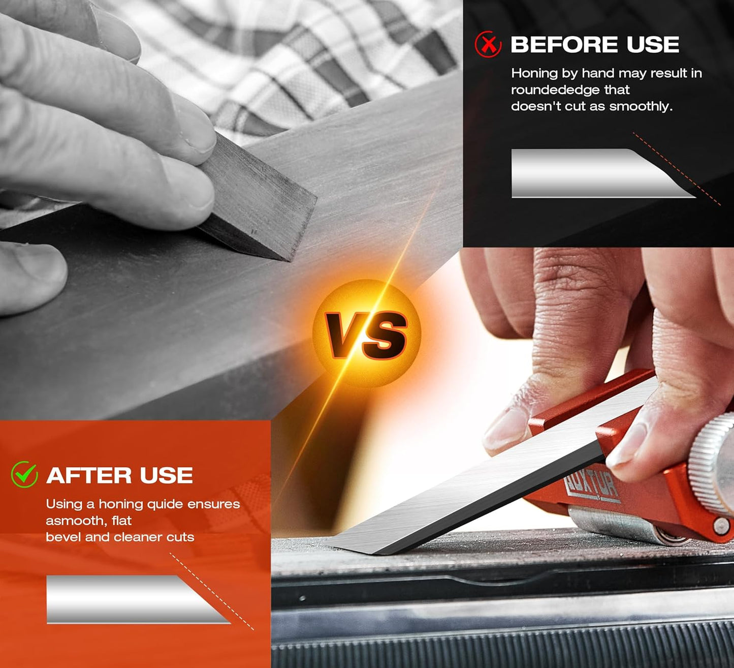 Sharpening Stone with Honing Guide Tool,chisel set for Woodworking,Flattening Stone,Complete Sharpening System Tools for Chisel Sharpening and Plane Restoration (guide+stone+chisel)