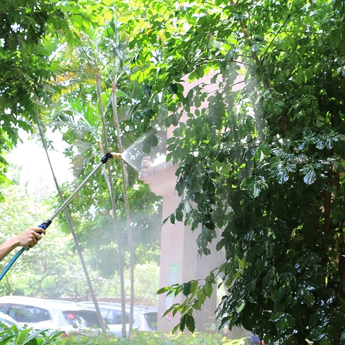 STYDDI Soft Rain Watering Wand with Pivoting Head and Thumb Control, 28" Gentle 1008Holes Classic Rain Wand with Replace Brass Nozzle, Perfect for Hanging Baskets, Planters, Greenhouses and Seedbed