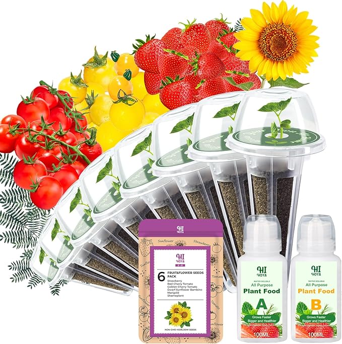 Strawberry Seed Pod Kit, 8 Pod Kit (Include Seed Marigold/Dwarf Sunflower/Shameplant/Cherry Tomato/Strawberry) Seed Pod Kit Compatible with All Indoor Hydroponics