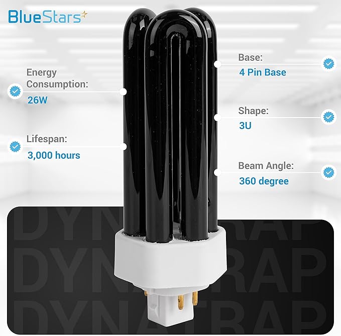 BlueStars Premium Quality 26W 3U 43050 4 Pin Base Replacement Bulbs for DynaTrap Indoor Models DT1750 and DT1775 - Pack of 4