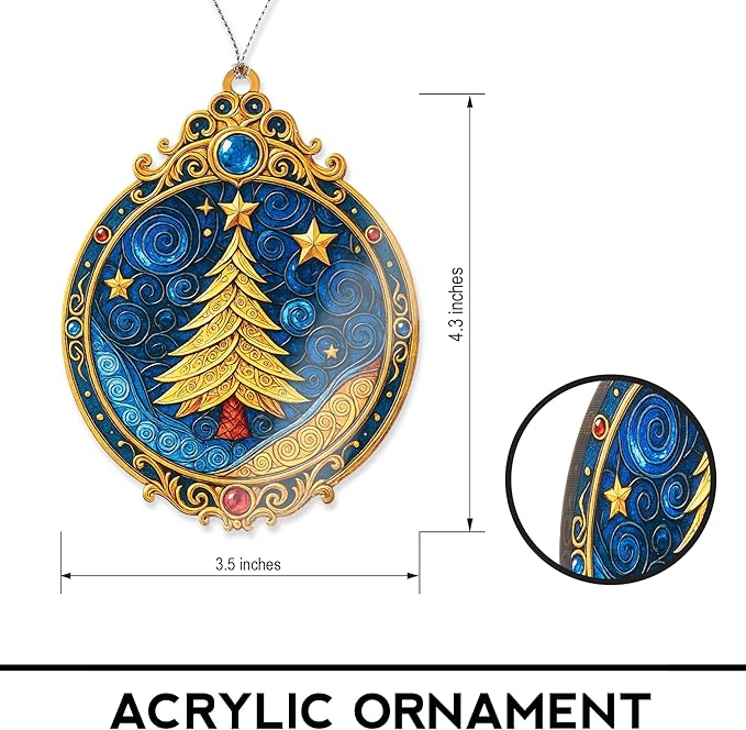 Christmas ornament 2025 - Vintage Christmas ornament - Acrylic xmas ornament - Art ornament - Christmas ornament 2025 - Suncatcher Effect window hanging - car hanging accessories