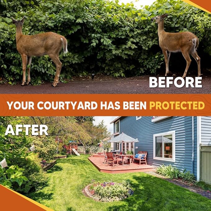 Deer Repellent for Plants, Rabbit Repellent Outdoor, Deer Away Repellent Outdoor, Rabbit Deterrent, Deer Deterrent for Trees, Deer Repellant Yard (1.1 Ounce (Pack of 8))