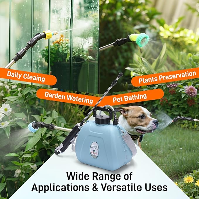 Electric Garden Sprayer 2.1 Gallon, 4 Mist Nozzles, Telescopic Wand, Adjustable Shoulder Strap, USB Rechargeable Waterproof Handle, Automatic Plant Mister for Lawn Garden