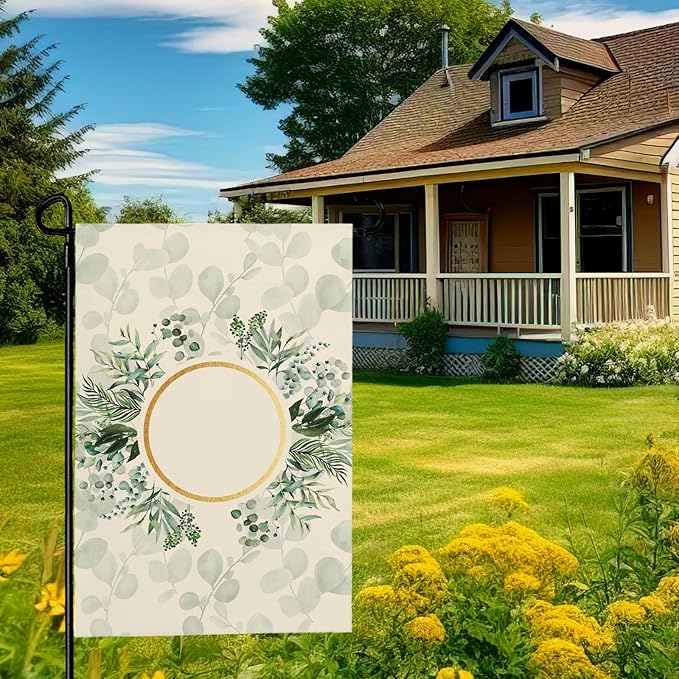 Personalized Monogram Garden Flag Custom Initial Outdoor Yard Flags Seasonal Decoration Double Sided Polyester House Banner for Family Home Porch Lawn Patio Welcome Sign 12 x 18 Inch