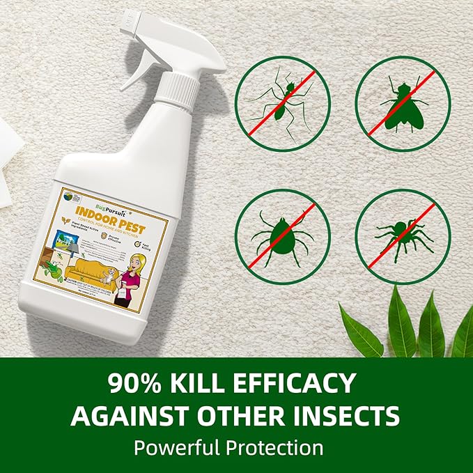 Bed Bug Spray 24 Oz, 100% Kill Efficacy, Indoor & Outdoor Bug Control for Mite, Ant, Spider and Flea, Plant Extract Based Non Toxic Bed Bug Killer, Child & Pet Safe