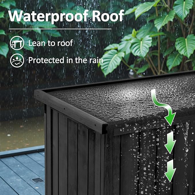 MCombo Outdoor Storage Cabinet, Garden Storage Shed, Outside Vertical Shed with Lockers, Outdoor 63 Inches Wood Tall Cabinet for Yard and Patio 0870 (Black)