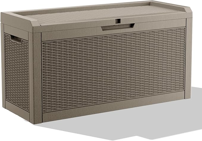 60 Gallon Outdoor Storage Box – Resin Deck Box with Lockable Lid, Waterproof Patio Furniture Storage for Tools, Garden & Yard Organization