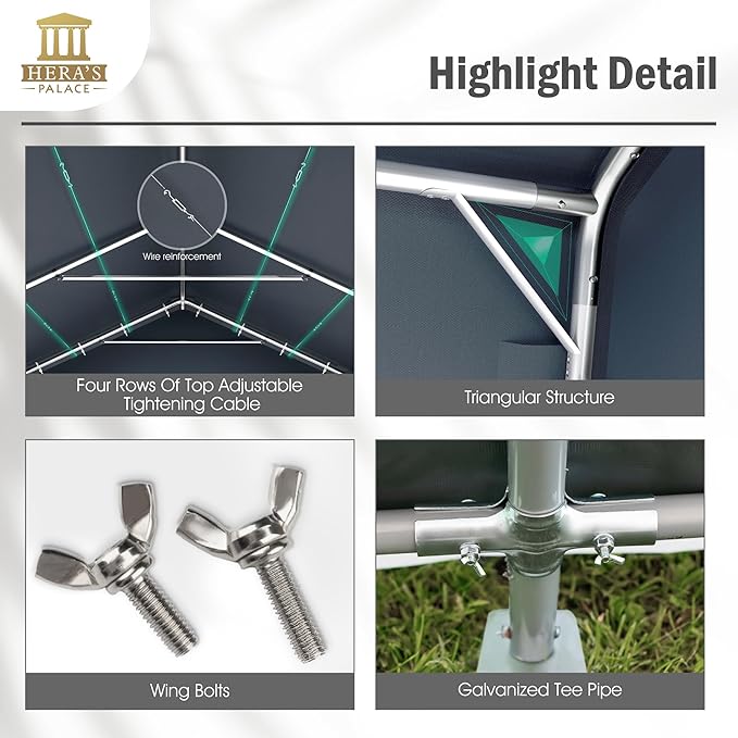 HERA'S PALACE 13x22 ft Heavy Duty Carport Portable Canopy Storage Shelter Shed with Metal Frame and Divider Curtain All-Season Tarp for Car Boat Truck Motorcycle