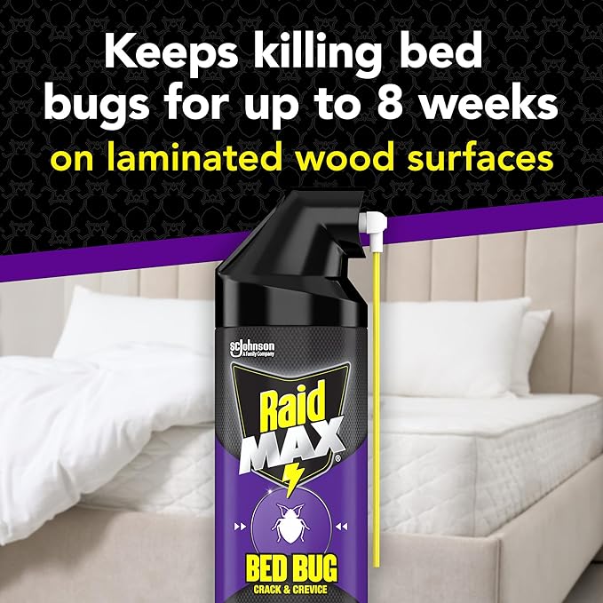 Raid Max Bed Bug Crack & Crevice Extended Protection Foaming Spray, Kills Bed Bugs for up to 8 weeks on Laminated Woods and Surfaces, 17.5 oz