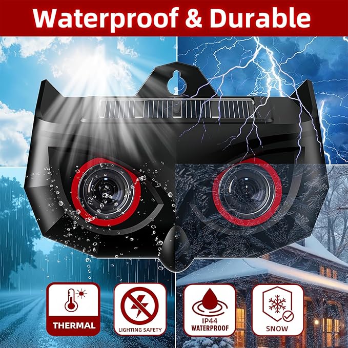 2025 Solar Nocturnal Animal Repeller,2 Pack Racoon Repellent Outdoor,Waterproof Deer Repellent Device,Wall-Mounted Red Flashing Light, Skunk Fox Coyote Deterrent for Chicken Coop Garden Yard