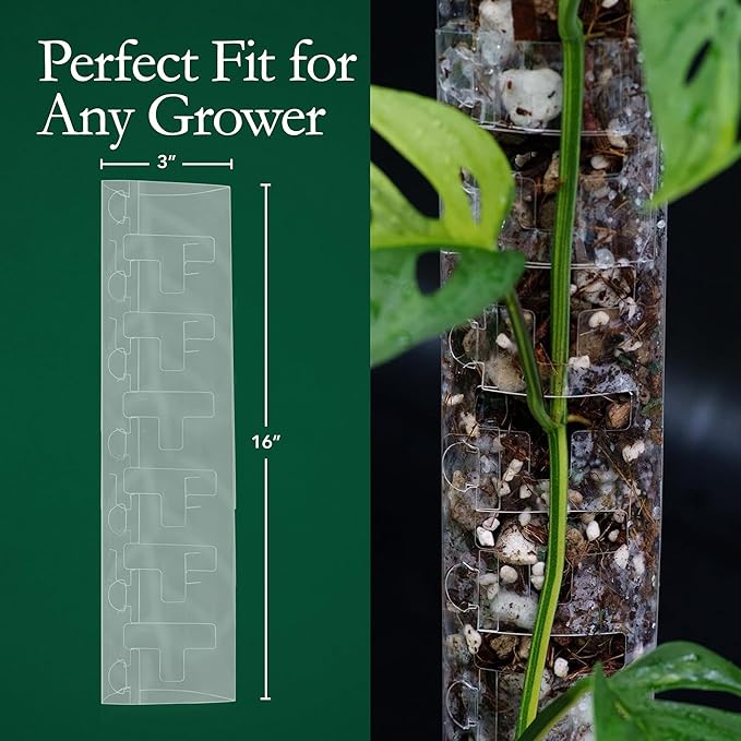 V3 Medium GrowPole - Front Opening, Stackable Plastic Moss Poles for Climbing Plants, Monstera Plant Support-Plant Climbing Pole, DIY Plant Support, Works for Philodendron & Anthuriums - 5 Pcs