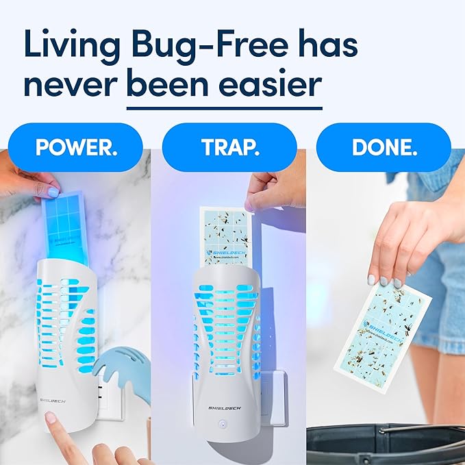 Flying Insect Trap for Home - Indoor Fly, Gnat, and Mosquito Killer with UV Light - Non-Toxic Fruit Fly Traps for Indoors - Easy Bug Catcher for Any Room - Includes 1 Device & 5 Sticky Pads