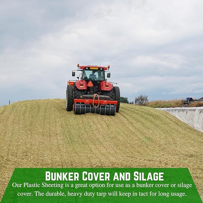 Farm Plastic Supply - Silage Tarp Black/White Plastic Sheeting - 8 Mil - Heavy Duty Polyethylene Plastic Tarp for Silage Cover, Bunker Cover for Farming, Agriculture, Ground Covering (24' x 125')