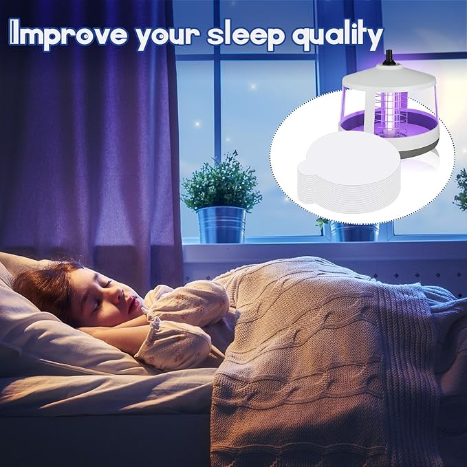 48 Pcs Round Insect Trap Refillable Glue Boards Sticky Fruit Fly Trap Mosquito Fly Killer for Mosquitoes Fruit Flies Gnats Moths Fits Most Models Indoor Outdoor Lamp (7.1 Inch)