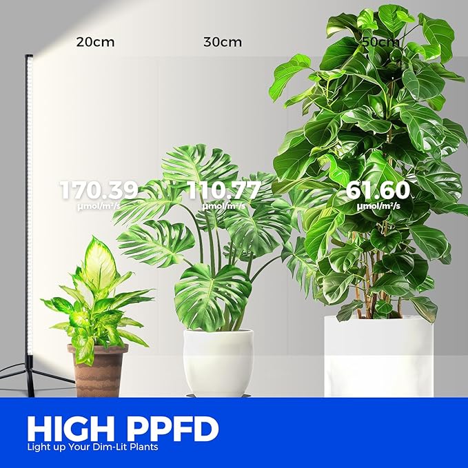 Barrina Vertical Grow Light T10, 42W 5000K, Full Spectrum LED Plant Light for Indoor,Standing Wide Coverage, 4FT Height with On/Off Switch and Tripod Floor Stand