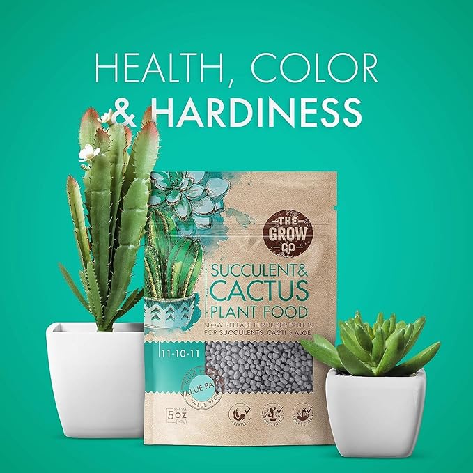 Succulents & Cactus Plant Food - Gentle Long Lasting Formula, Slow Release Fertilizer (Liquid Alternative) for All Potted Succulent, Cacti & Aloe Vera Plants (5 oz)