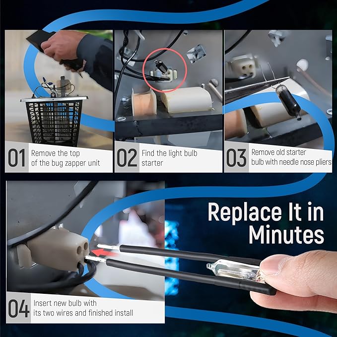 Qualirey 2 Pieces UV Light Bulb Starter for Bug Zappers Compatible with Flowtron, Compatible with 531-9340, BK-15, BK-15D, BK-40, BK-80, MC9000 FC7600, BF-150