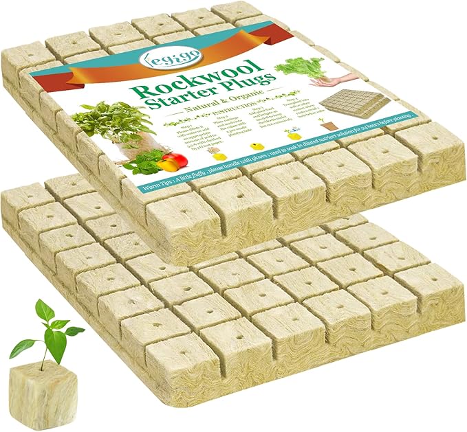 Legigo 2 Inch Rockwool Cubes for Hydroponics Seed Starter, Rock Wool Planting Cubes Hydroponic Garden Grow Plugs for Soilless Cultivation Plants Cutting Germination Clone(2 Sheet, 96 Plugs)