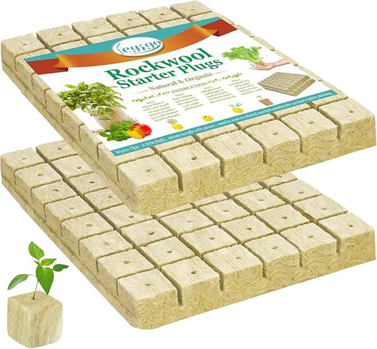 Legigo 2 Inch Rockwool Cubes for Hydroponics Seed Starter, Rock Wool Planting Cubes Hydroponic Garden Grow Plugs for Soilless Cultivation Plants Cutting Germination Clone(2 Sheet, 96 Plugs)